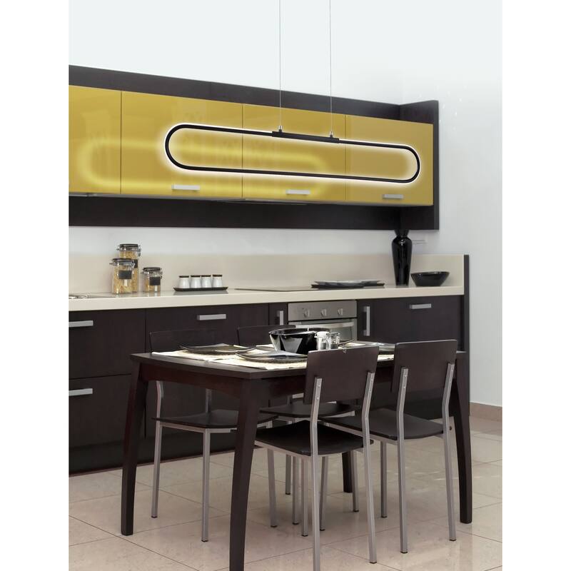 Makena 39" Dimmable Adjustable Integrated LED Metal Linear Pendant, by JONATHAN Y