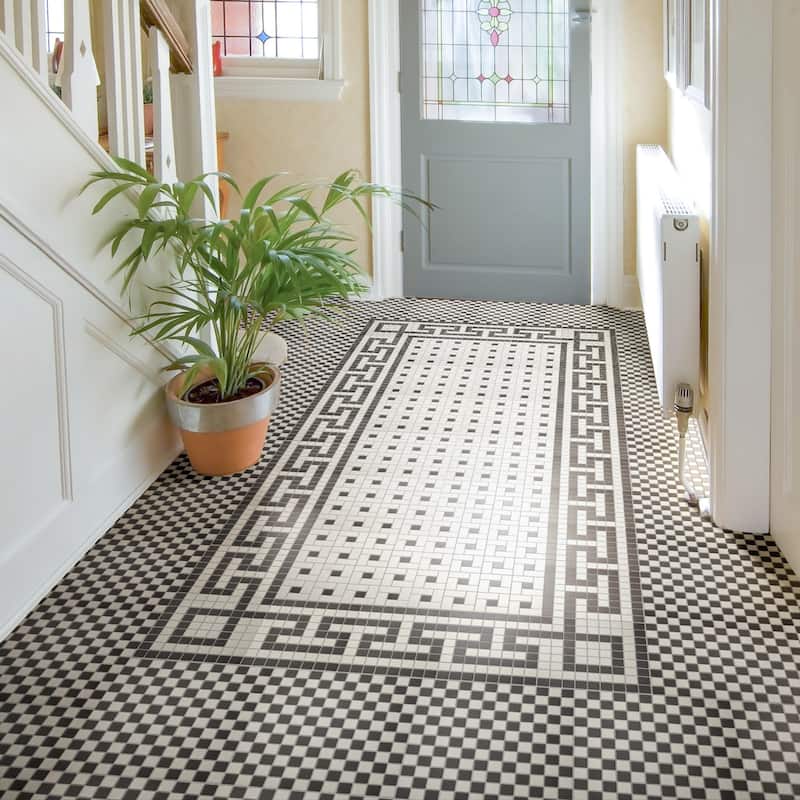 Merola Tile Gotham 1" Square Unglazed Black/White Checkerboard Porcelain Mosaic Floor & Wall Tile - Case (10 Tiles)