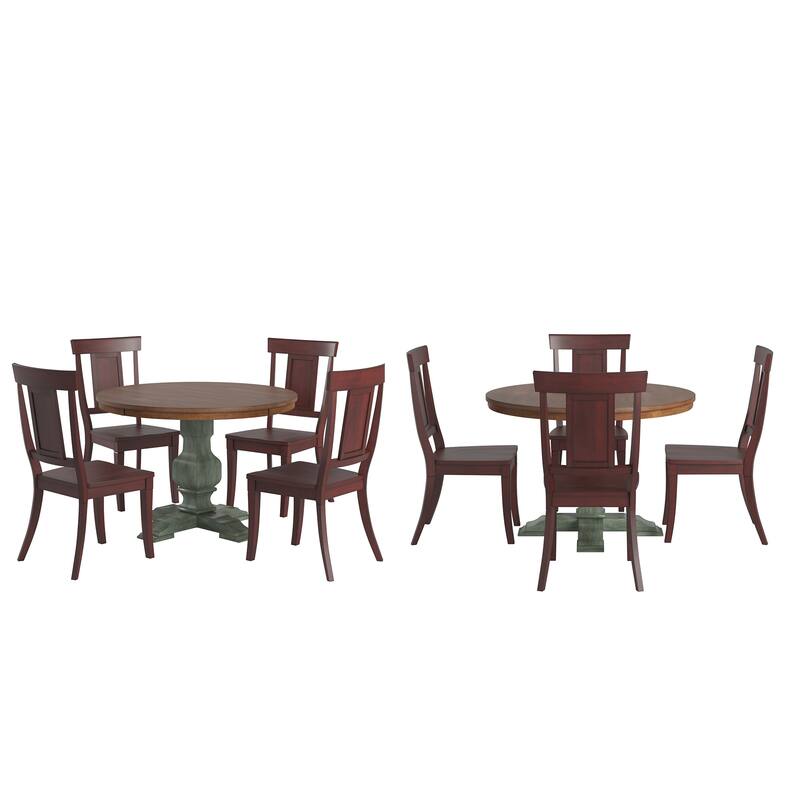 Ronda 45" Round Solid Wood Top Dining Set with Panel Back Chairs