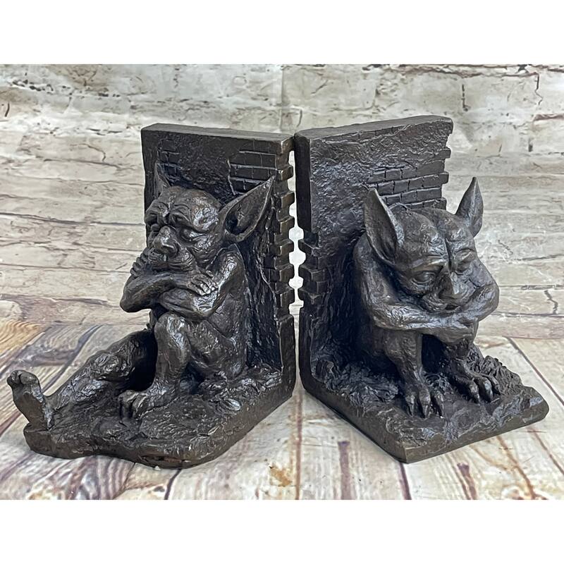 Gargoyles Bookends Book End Bronze Sculpture Statue Mythical Figurine Art Decor