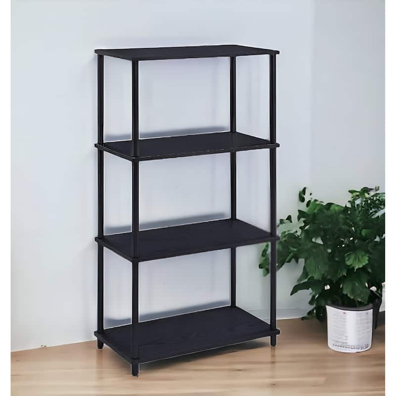 HomeRoots 44" Black Metal and Wood Four Tier Etagere Bookcase - Black