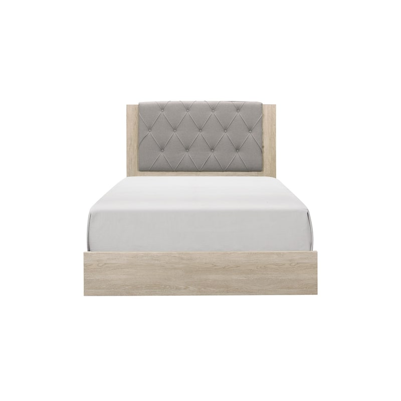 Frederic 3 Piece Gray Modern Fabric Upholstered Panel Bedroom Set