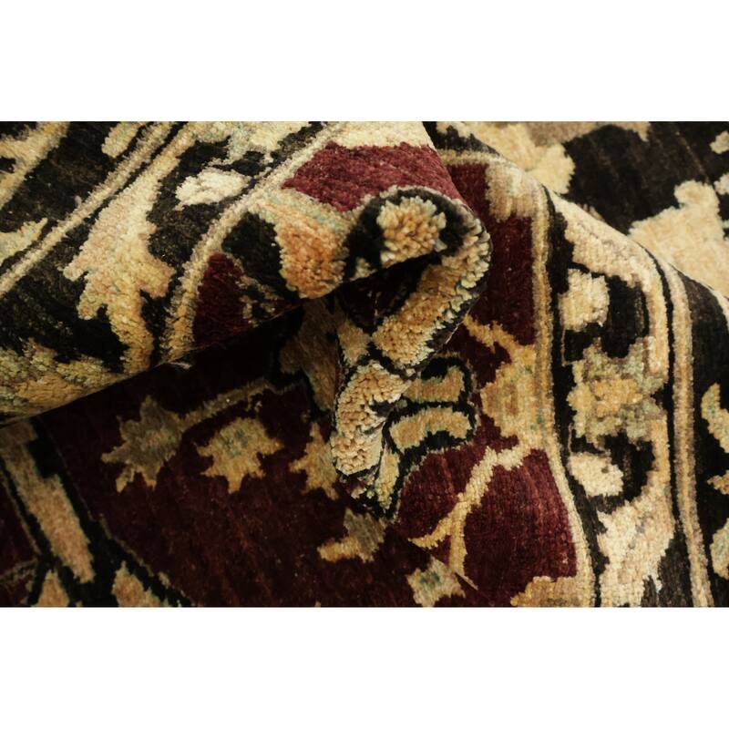 Hand Knotted Oriental 100% Wool Carpet Traditional All-Over Red Ziegler Area Rug - 9' 7'' X 7' 10''