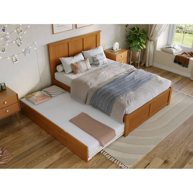 Madison Platform Bed with Footboard and Twin Trundle