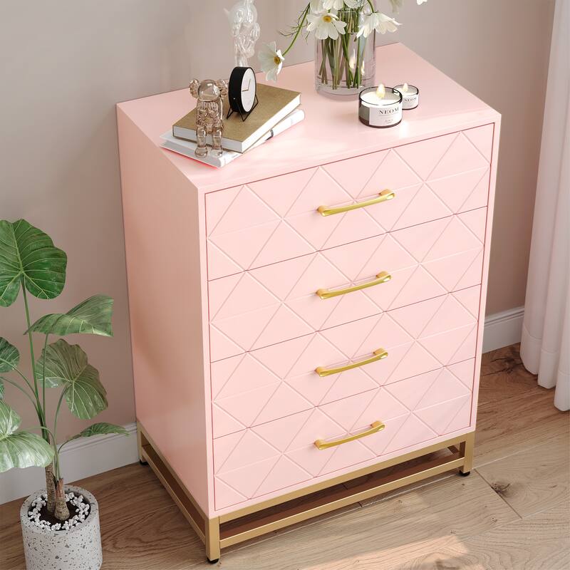 4 Drawer Dresser with Metal Handle for Bedroom