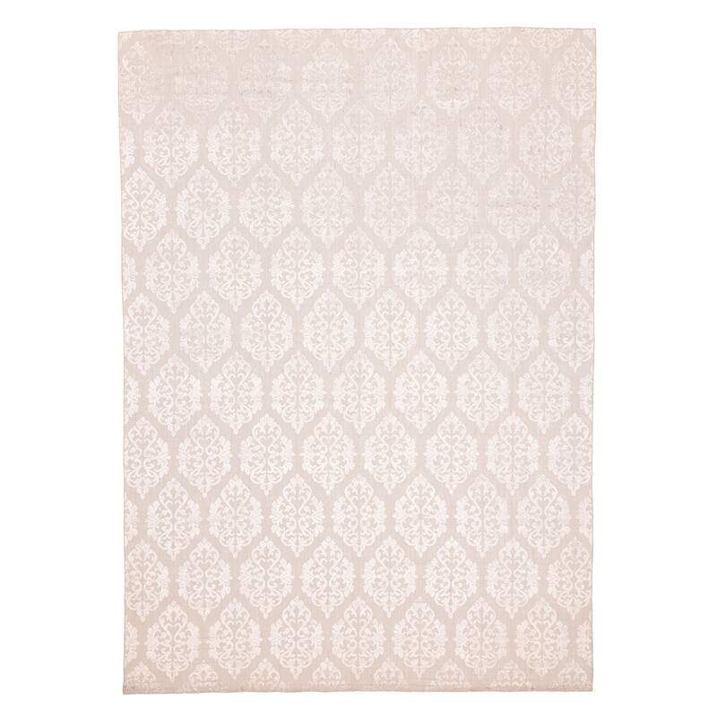 ECARPETGALLERY Hand Loomed Elysian Light Grey Viscose, Wool Rug - 8'1 x 11'7