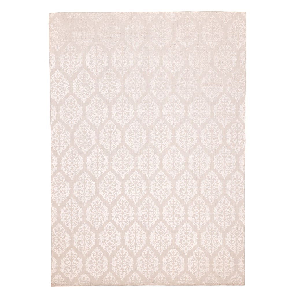 ECARPETGALLERY Hand Loomed Elysian Light Grey Viscose, Wool Rug - 8'1 x 11'7