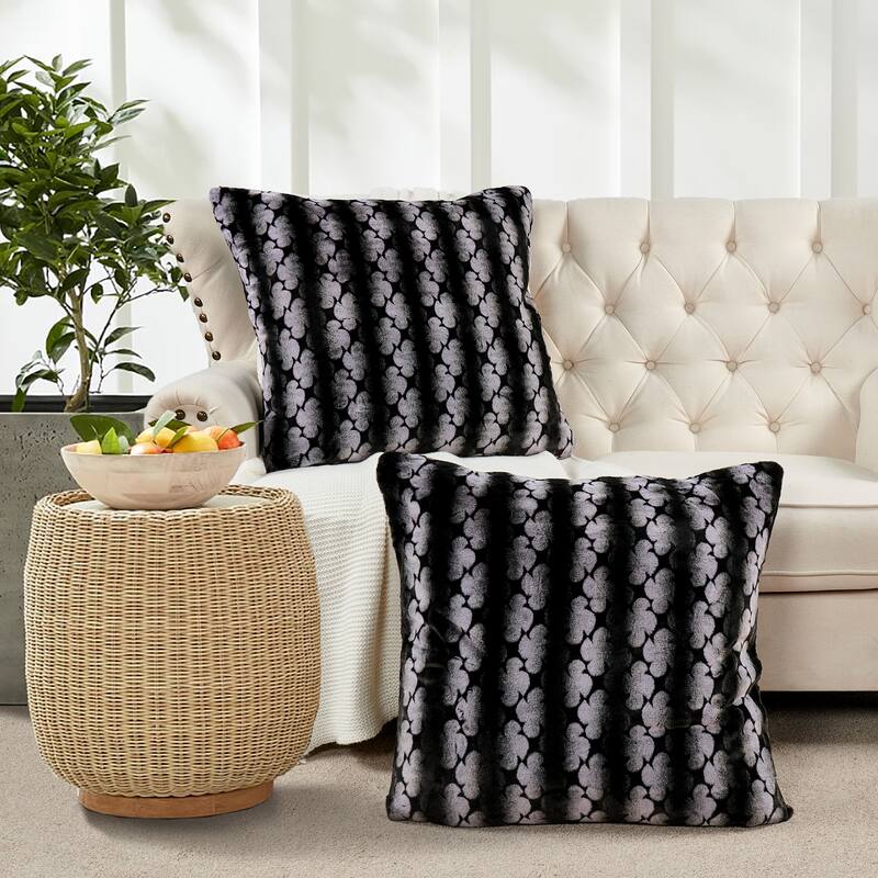 Serenta Ballys FauxFur 2 Piece Pillow Shell Set - Black - Euro Square