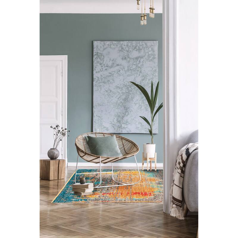 ECARPETGALLERY Hand-knotted Mystique Blue, Grey Wool Rug - 8' x 9' 11"