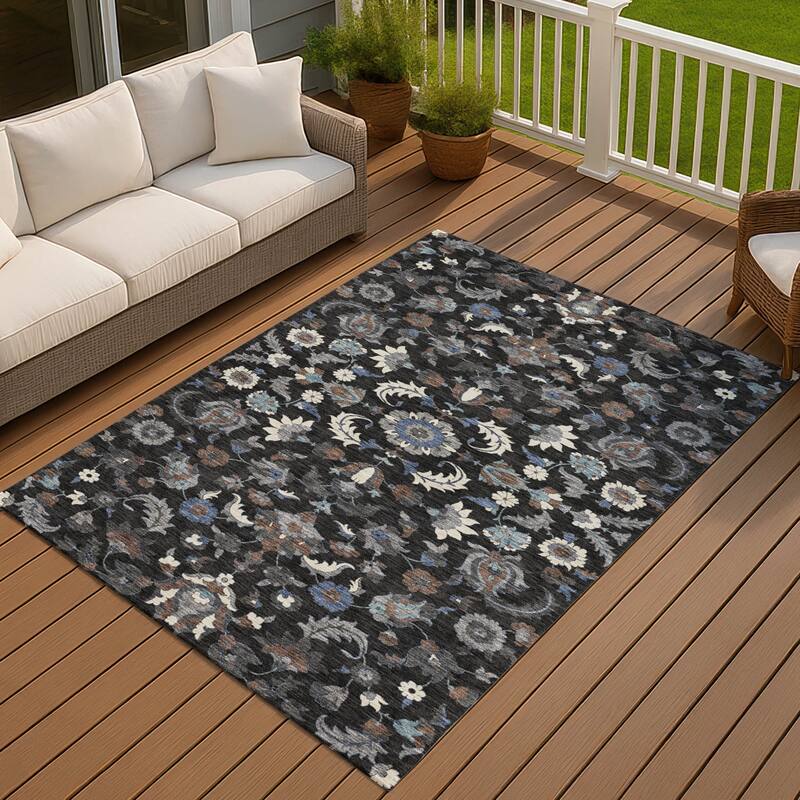 Machine Washable Indoor/ Outdoor Traditional Lanelle Chantille Rug