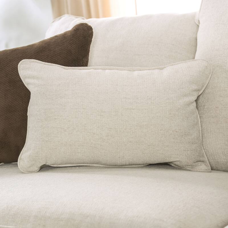 Davi Transitional Linen-like Padded Nailhead Trim Loveseat with Pillows by Furniture of America
