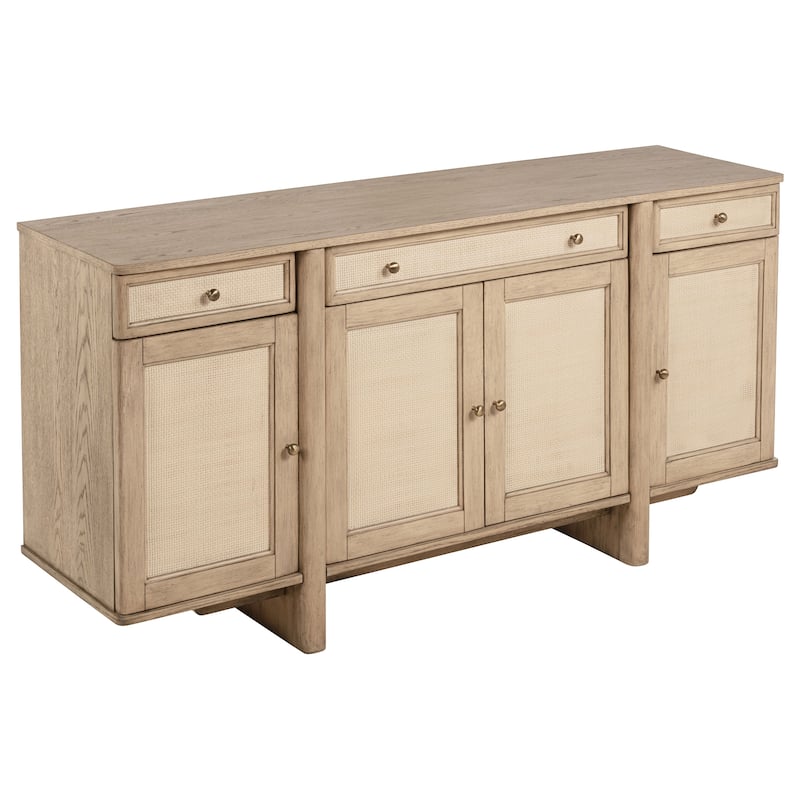 Kailani 4-Door Cane Sideboard Buffet Cabinet Beige Oak - Beige Oak