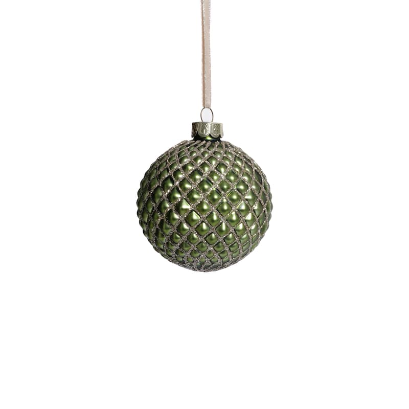Metallic Matte Glass Ball Christmas Ornaments, Set of 6, 3.25" - Green