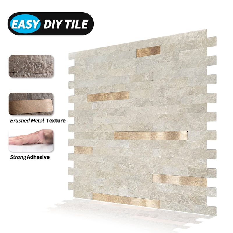 Art3d Peel and Stick Stone Backsplash Tile for Kitchen Bathroom(10 sq.ft/box)