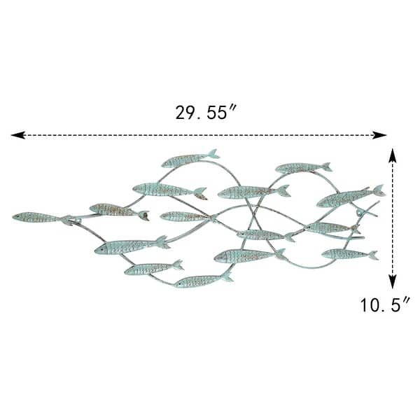 Adeco Decorative Distressed Blue Iron School of Fish Wall Decor