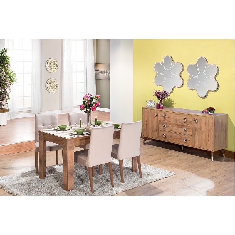 Shop Modern Dining Room Wood Buffet Mirror Set Assembled Without