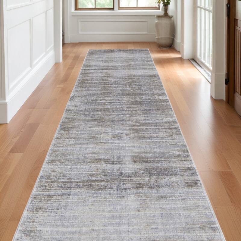 Wumih Power Loomed Abstract Modern Non Skid Area Rug By HomeRoots - 10' Runner