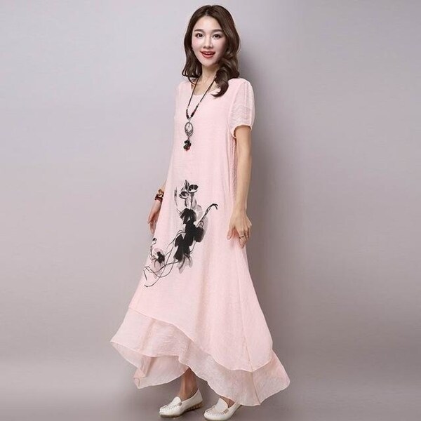 cotton linen plus size dresses