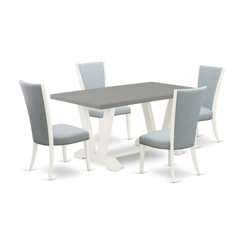 HomeStock 5-Piece Natural Oak Finish Solid Wood Top Dining table with 4-Chairs