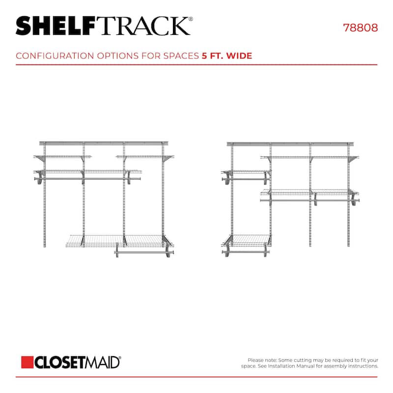 ClosetMaid ShelfTrack 48-72 inch W Adjustable Wire Closet System