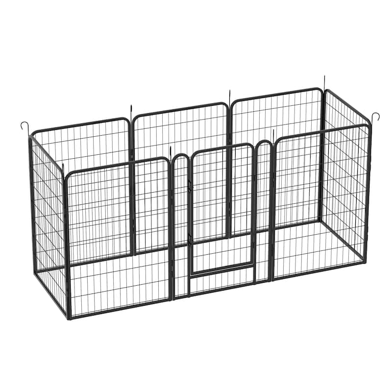 8 Panels Dog Fence Pet Heavy Duty Metal Playpen with door