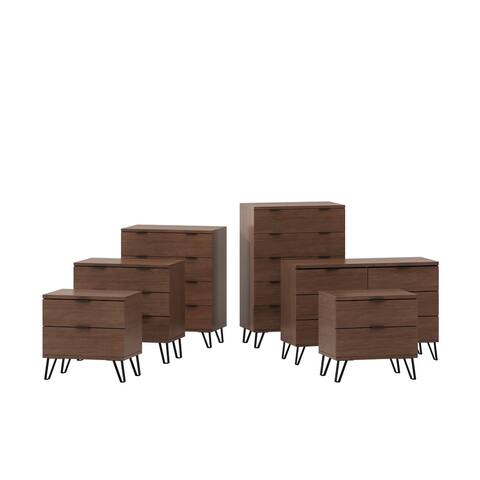 Norcross Faux Wood and Iron 6 Piece Bedroom Set with Wide 5 Drawer Dresser by Christopher Knight Home