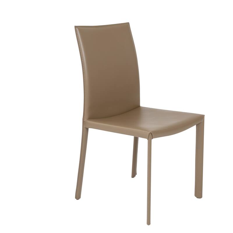 HomeRoots Set of Two Taupe Upholstered Leather Dining Side Chairs - 19.30 in. x 35.04 in. x 20.87 in.