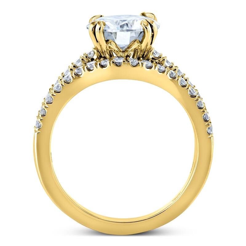 Annello by Kobelli 14k Gold 2 1/3ct TGW Forever One Moissanite and Lab Grown Diamond Bridal Rings Set DEF, VS