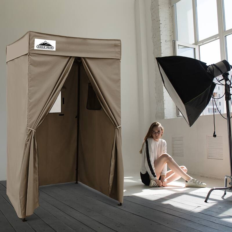 EAGLE PEAK Flex Compact 4x4 Pop-up Canopy Changing Room, Portable Privacy Dressing Room - Brown