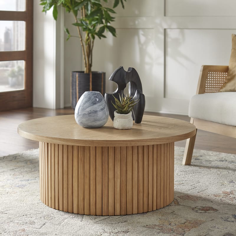 Lifestorey Kendrick Fluted Low Profile Coffee Table - Oak