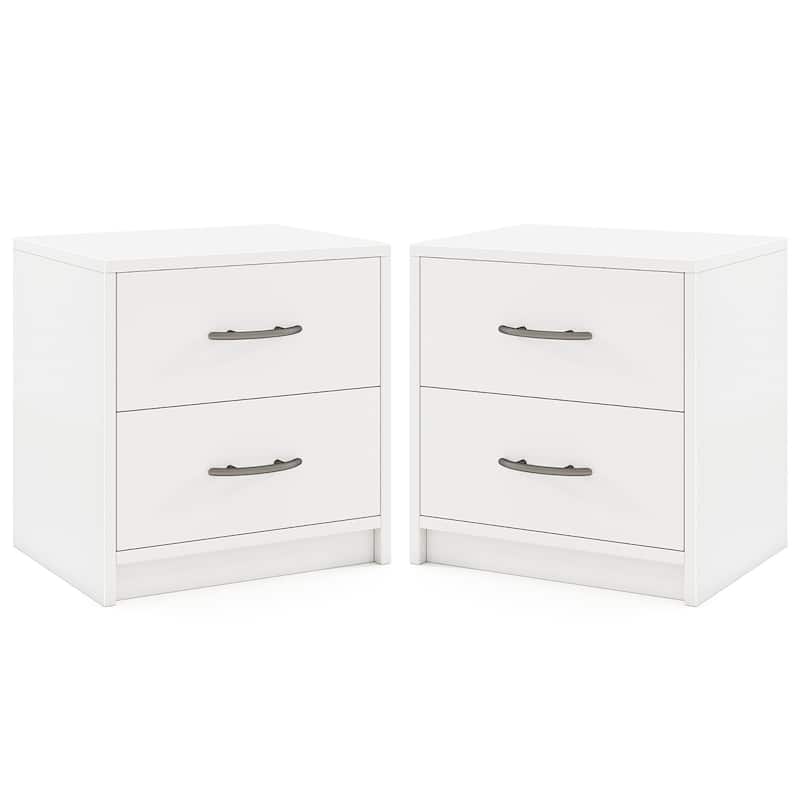 Gymax 2PCS 2-Drawer Nightstand Modern Bedside Table w/ Storage for