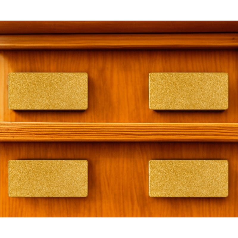 HomeRoots Set of Six Brown Rectangle Knob Stone Drawer Pull Knobs - 5.10 in. x 5.10 in. x 2.60 in.