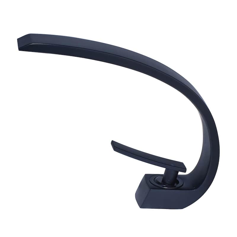 Modern Single Handle Curved Waterfall Bathroom Sink Faucet with Ceramic Lead Free Strainer, Anti Corrosion, Single Hole