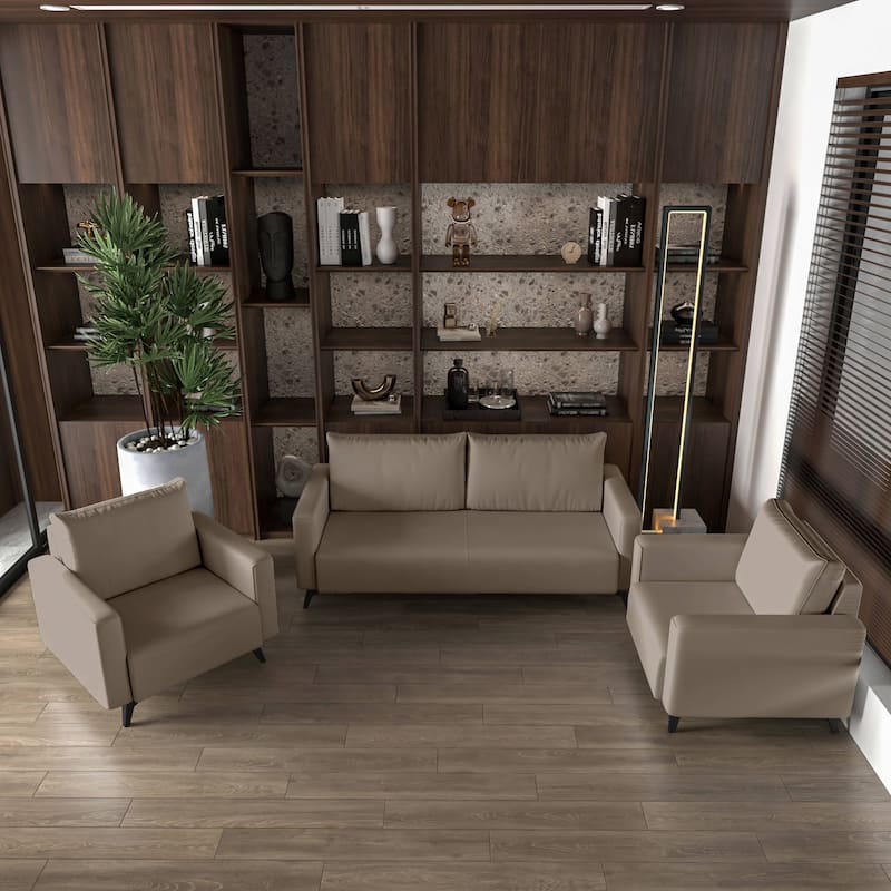 3-Piece Sofa Set Upholstered in Leather Inno Series by LeisureMod