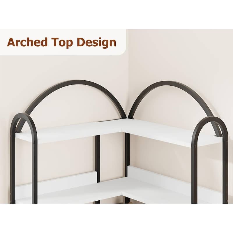Corner Bookshelf, 5-Tier L-Shaped Modern Bookcase, Industrial Bookcase