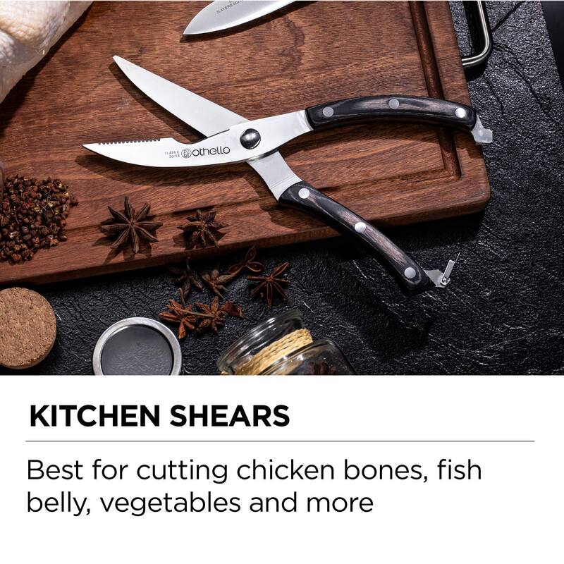 Othello CL-FK6 Classic Knife Set with Wooden Block Kitchen Knives, Silver