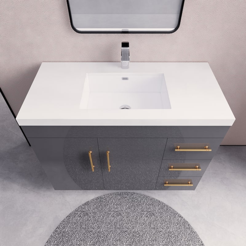 Eliza 42'' Freestanding Vanity (Right Drawers) with Single Sink