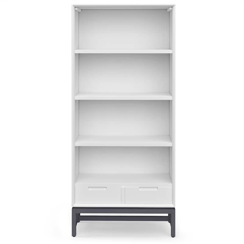 WYNDENHALL Devlin SOLID HARDWOOD and Metal 66x30 inch Rectangle Industrial Bookcase - 30"w x 14"d x 66" h