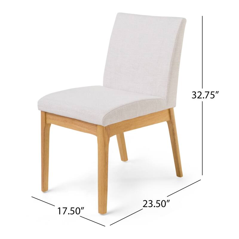 Upholstered Dining Chairs, Fabric Armless Chair with Wooden Legs, Kitchen Side Chairs, Set of 2