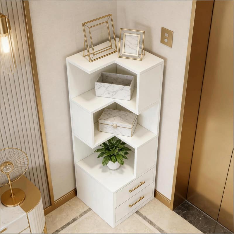 5-Tier L-Shaped Bookcase for Corner Storage and Display