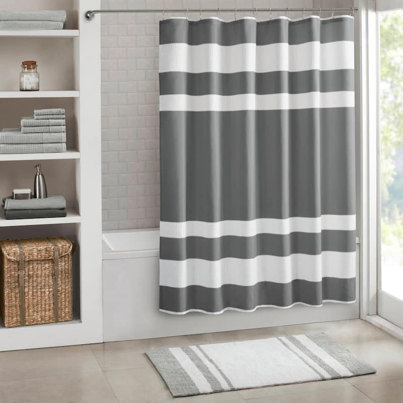 Madison Park Spa Waffle Shower Curtain with 3M Treatment