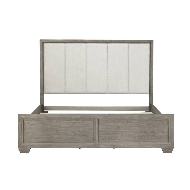 Roundhill Furniture Ennesley Gray Wood Upholstered Panel Bed