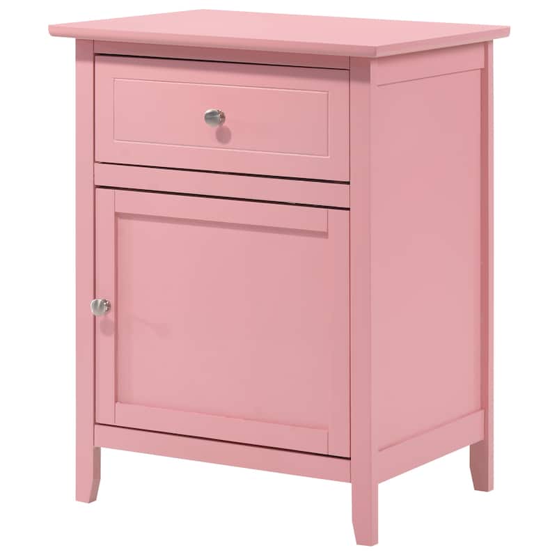Modern 19-in Metal Hand Holder Single-Drawer Wood Nightstand with Cabinet