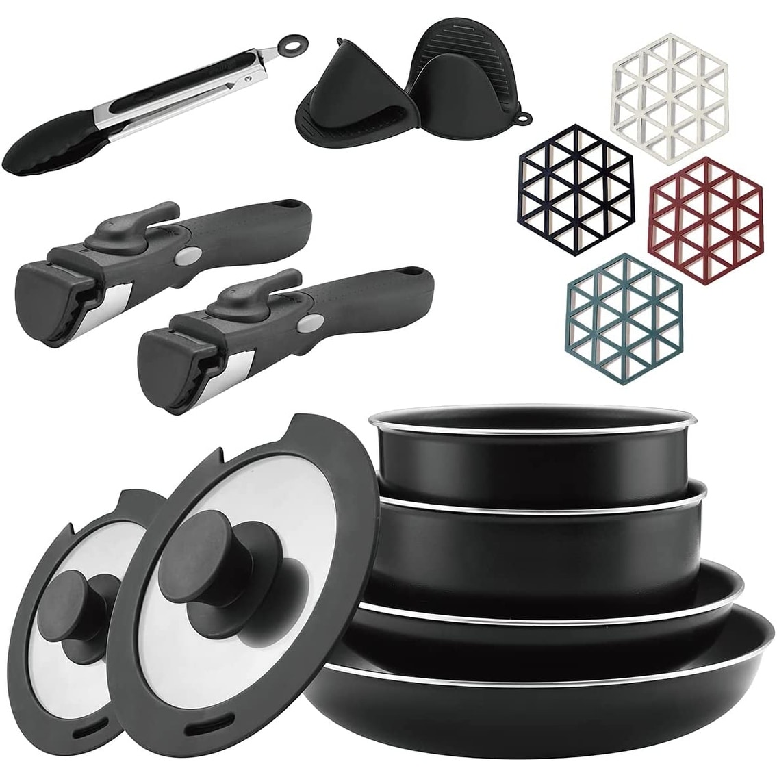 12 Piece Non-Stick Cookware Set Non-Stick Pans and Pots with Removable  Handles - Bed Bath & Beyond - 37523336