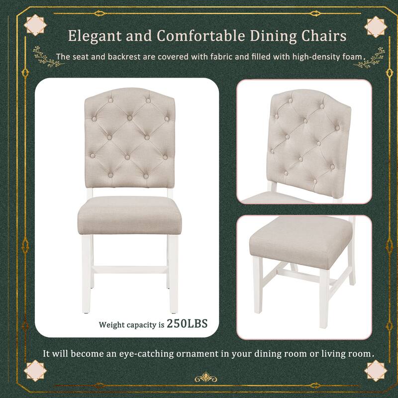 Vintage Style Dining Chair Set, Button Tufted Chairs with Upholstered Seats, for Dining Rooms, Espresso, 4-Piece Set