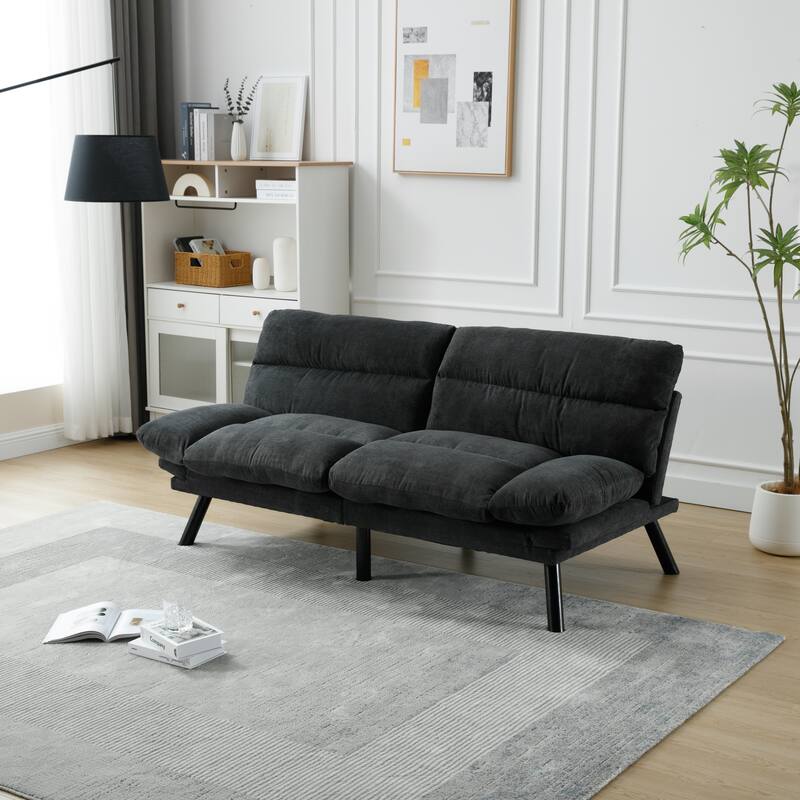 Modern 2-Seater Linen Sofa with Metal Legs, Set of 1