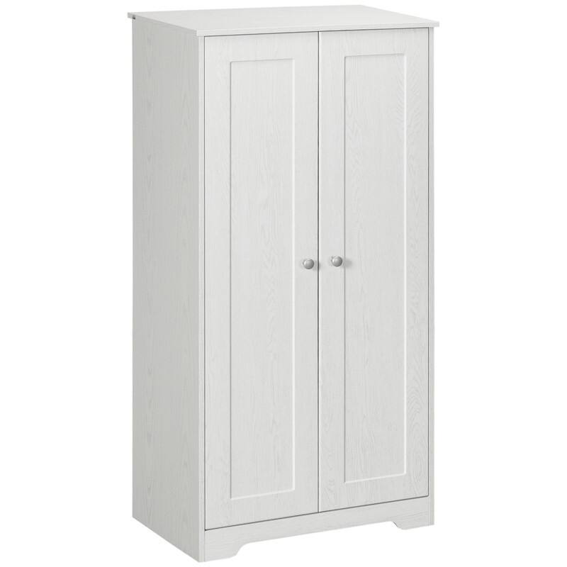 Freestanding Kitchen Pantry with 2 Doors and Adjustable Shelves - White