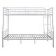 preview thumbnail 24 of 28, Full XL Over Queen Bunk Bed, Streamlined Iron Frame Platform Bed with Gridded Guardrails, Ladder, Split into 2 Individual Beds