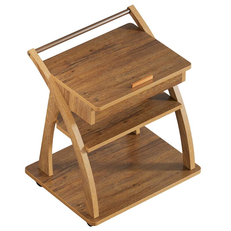 End Table with Wheels, Side Table for Couch with Adjustable Tabletop