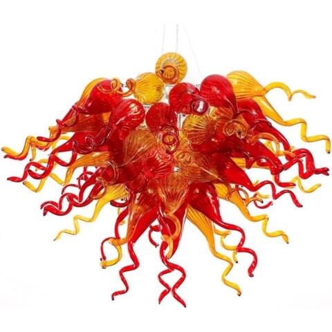 3-Light Handle-blown Chandeliers with Glass Shades